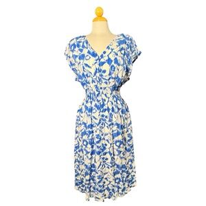 Sonoma Blue and White Floral Midi Dress